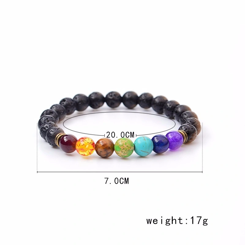 Healing Reiki Gem Stone 7 Chakra Agate Stone Lava Stone Bracelet