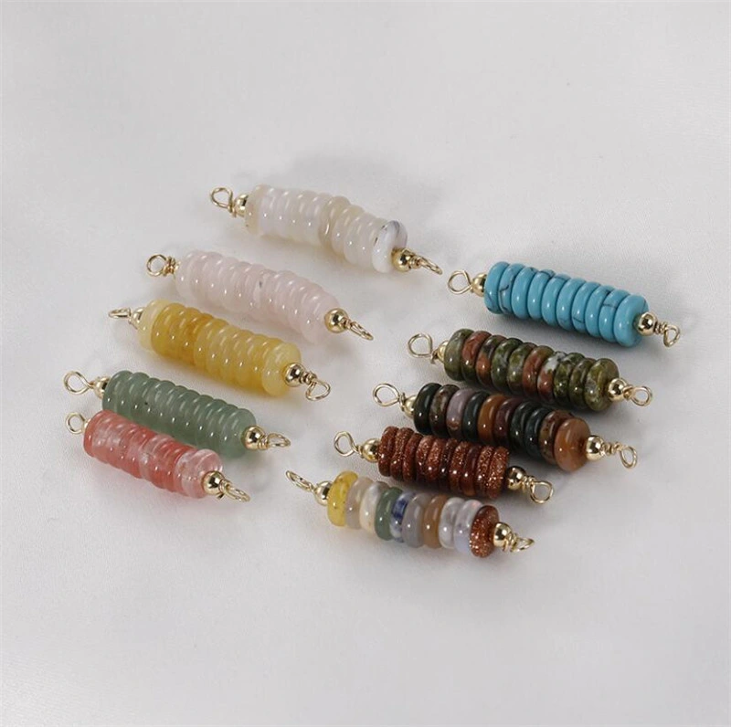 Semi-Precious Stone Hand-Made Spacer Pendant Flat Beads Wheel Beads DIY Bracelet Necklace Earrings Jewelry Accessories