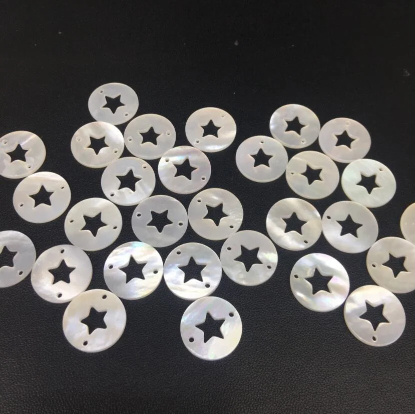 16mm White Natural Fe Letter Moon Star Cross Heart Mother of Pearl Shell Charm Beads for DIY Jewelry