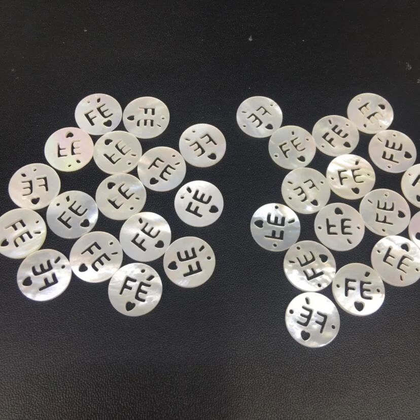 16mm White Natural Fe Letter Moon Star Cross Heart Mother of Pearl Shell Charm Beads for DIY Jewelry