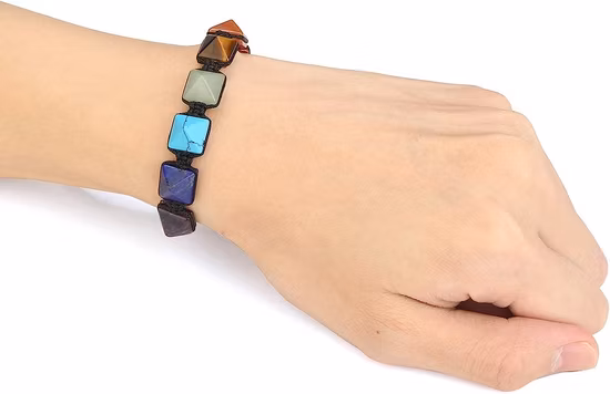 アクセサリー エネルギー バランシング ヨガ ビーズ 7 チャクラ レイキ ヒーリング クリスタル ストレッチ ブレスレット